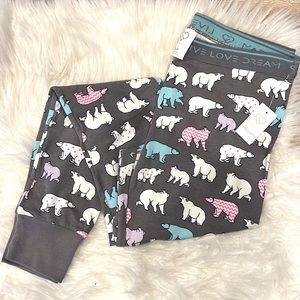 NWT Pink and Blue Polar Bear Winter Christmas Lounge Leggings